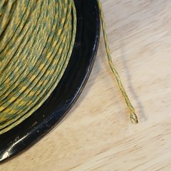 Near Full Roll Western Electric 20 Gauge Cloth Covered Wire Green Yellow Stripe