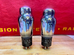 Pair RCA U.S.N CRC 874 Vacuum Tube Chrome Glass Tested Good