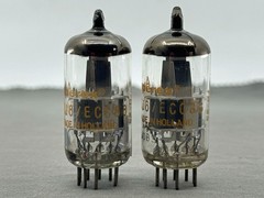 (2) Amperex 6DJ8 A Frame Globe Tubes Dimple Disc Getters Matched Codes Δ0B3 1960