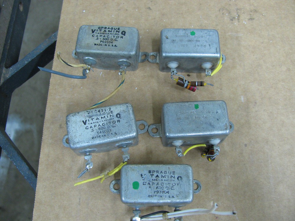 Three Sprague Vitamin Q Caps and Two Aerovox 630S Caps