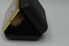 Vintage EQUITY Travel Alarm Clock Gold Tone Folding Case Made in China