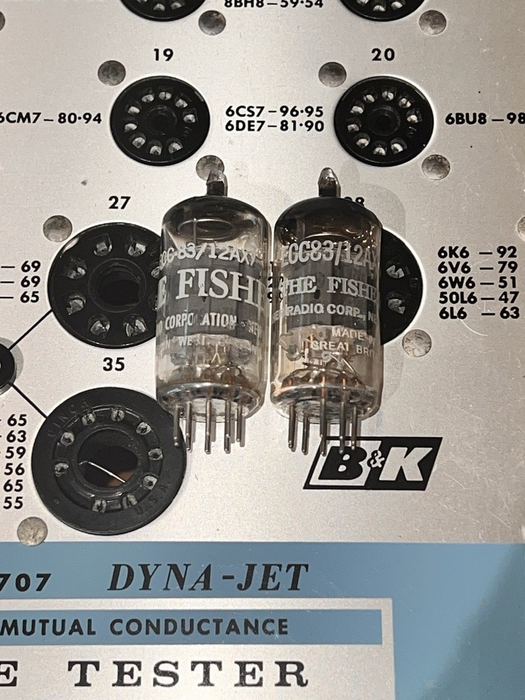 (1) Mullard GT. Britain & (1) Telefunken 12AX7 Both Tubes Labeled “THE FISHER”