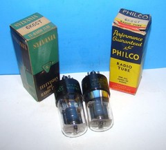 6K6GT NOS Philco radio audio amplifier vintage vacuum tubes 2 valves tested 6K6G