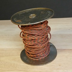 3.5″ Medium Partial Roll Western Electric 18 Gauge Cloth Covered Wire RED/BLACK