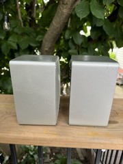 Vintage Realistic 40W Minimus 7 Silver Metal Book Shelf Speakers JAPAN – Tested
