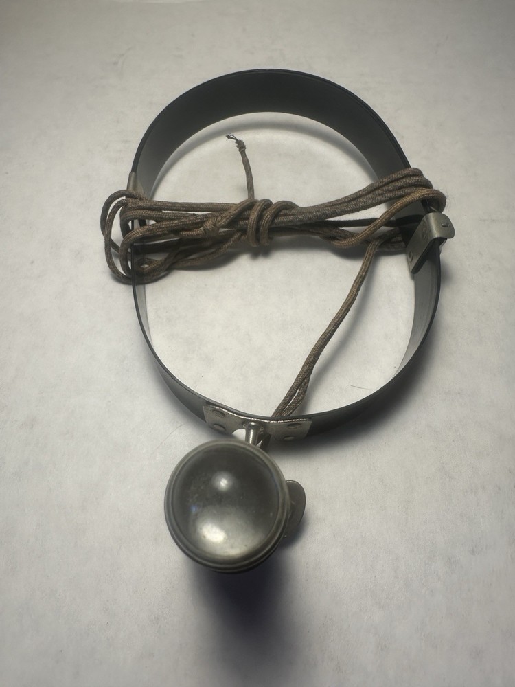 Vintage Headlamp Metal Headband Light Industrial Medical Miner Style Cloth Cord