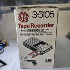 Vintage GE 3-5105 Tape Recorder w/dual Mic system both mics work super clean!