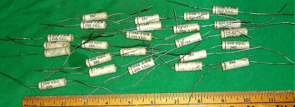 (24) MICAMOLD .056uF 200VDC Ceramic Paper Tubular PIO Caps NOS Test OK! Audio!