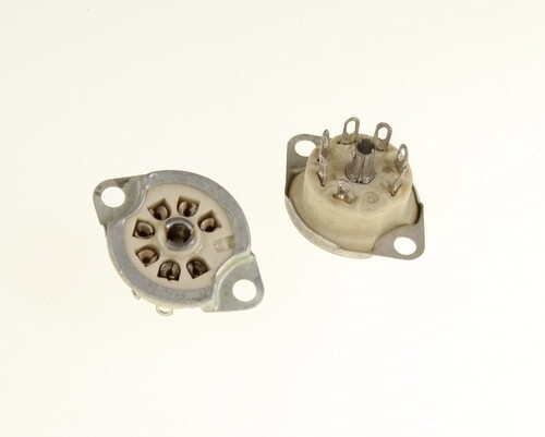 Lot of 10 7 Pin Ceramic Tube Socket. Bottom Mounting with Ground Lugs