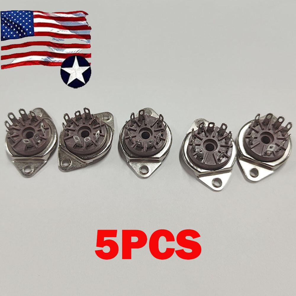 (5PCS)- 9 Pin For Belton Socket, Bottom Mount Micalex .75″ Chassis Hole NEW