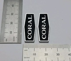 Coral Speaker Badge Logo Emblem Premium Silver Pair With Self Stick Adhesive