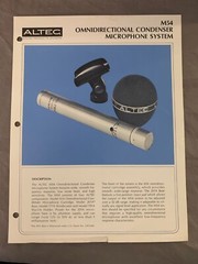 Vtg Original Altec M54 Omnidirectional Condenser Mic System Spec Sheet (A3)