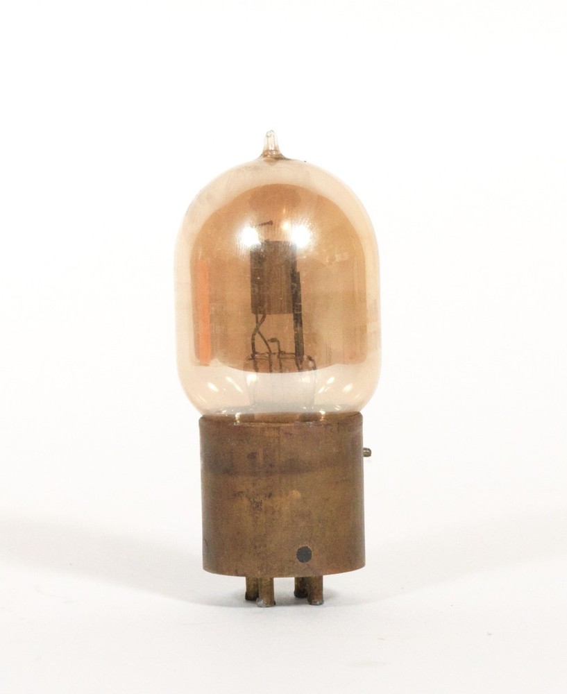 1920 Moorhead Radio Tube With Shaw Base, Amber Glass & GOOD Filament