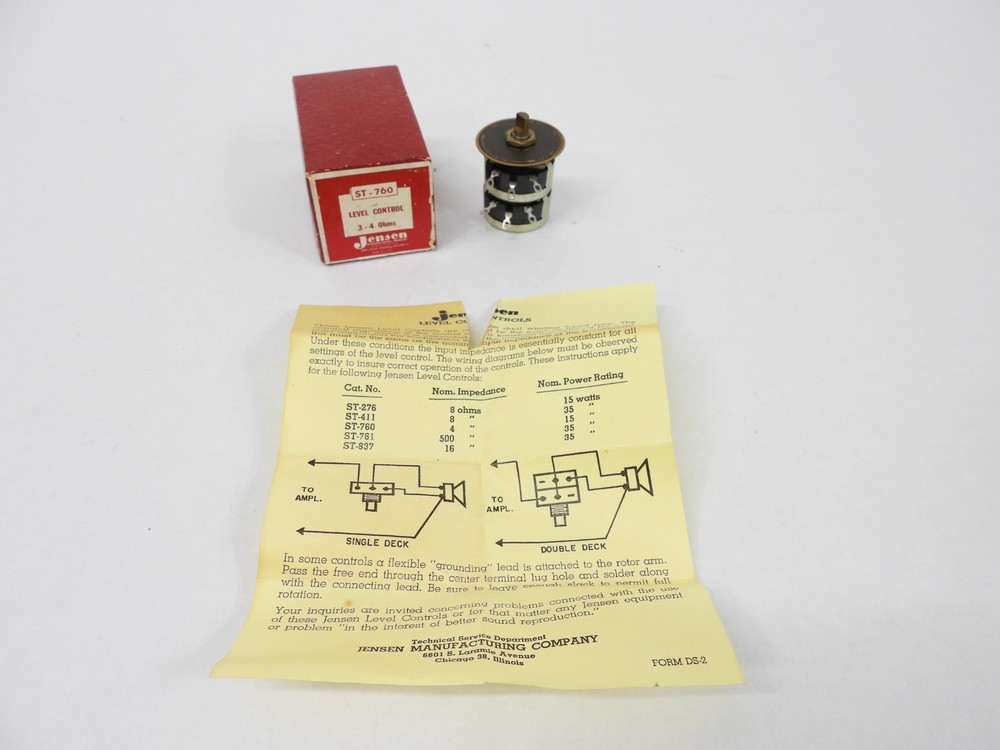 Jensen ST-760 Level Control 3-4 Ohms In Box With Instructions (good condition)