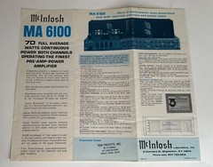 VTG McIntosh MA-6100 Vintage Preamp-Amplifier Sales Brochure (original)/Clinic