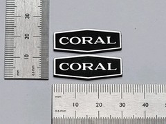 Coral Speaker Badge Logo Emblem Premium Silver Pair With Self Stick Adhesive