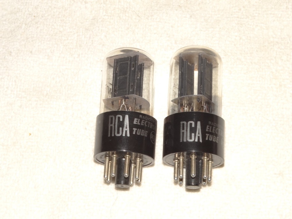 2 x 6sn7gtb RCA Tubes*Black Plates-D*Clear Glass*Very Strong Matched Pair*#15