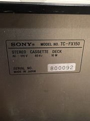 SONY TC-FX150 TAPE STEREO CASSETTE DECK RECORDS JAPAN Read Description!!!