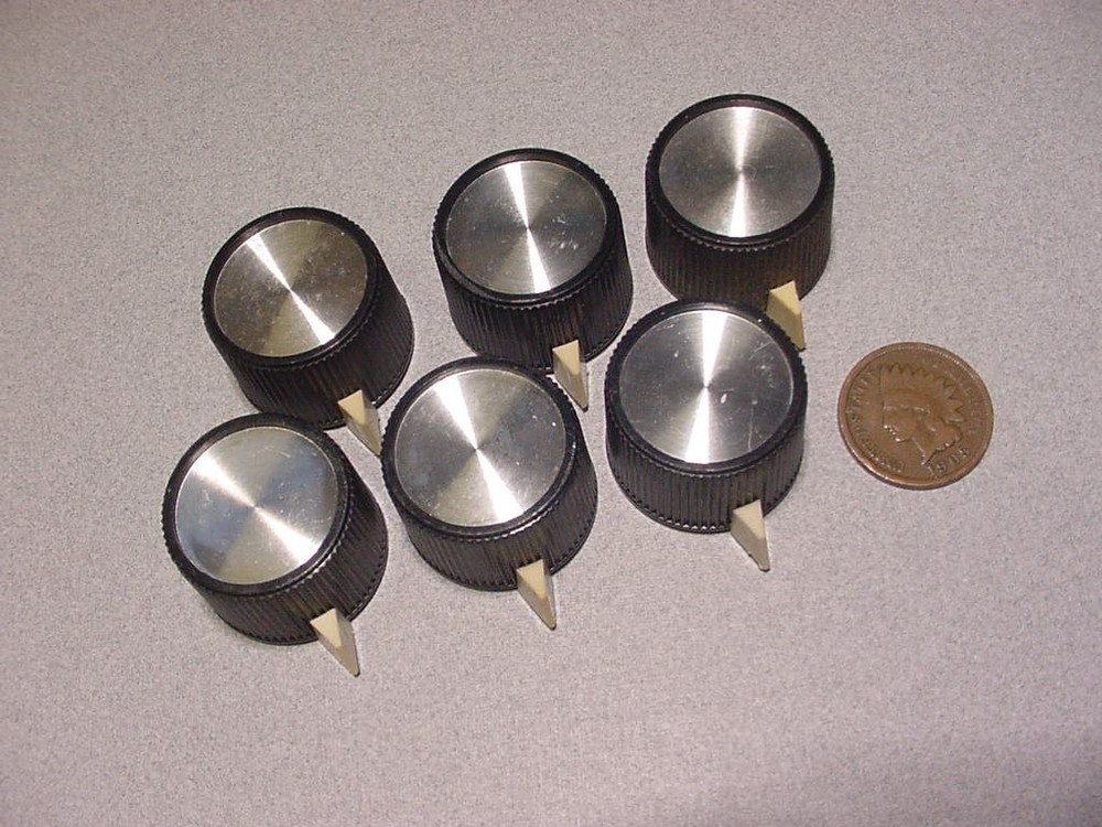HEATHKIT 6-PCS BIRD BEAK POINTER STYLE BLACK AMPHENOL CONTROL KNOB LOT (LG***)