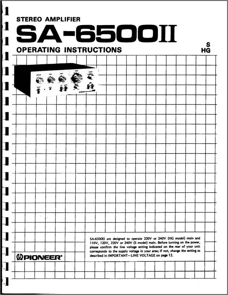 Pioneer SA-6500II Integrated Amplifier Owners Manual