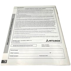 Mitsubishi Projection TV Owners Manual Models VS-A50 WT-A42 WS-A48 WS-A55 WS-A65