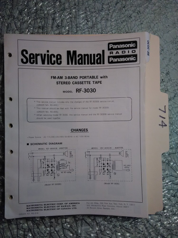 Panasonic rf-3030 service manual original repair book stereo radio 10 pages