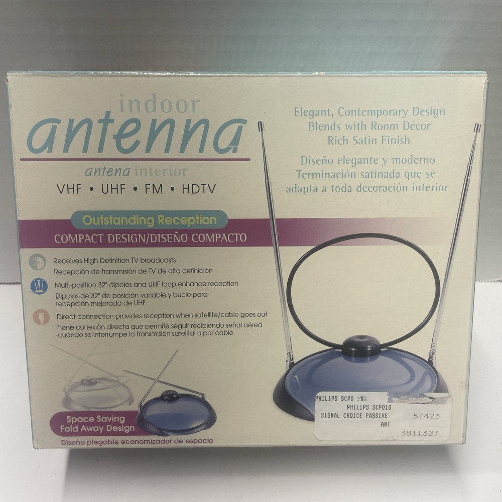 Phillips Magnavox SCP010 Indoor Antenna VHF, UHF, FM, HDTV, Coax Connect NEW