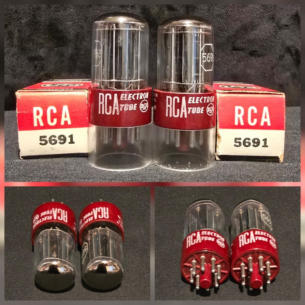 RCA 5691 6SL7 GT TUBE 1957 10,000 HOUR RED BASE PERFECT MATCHING SET NIB