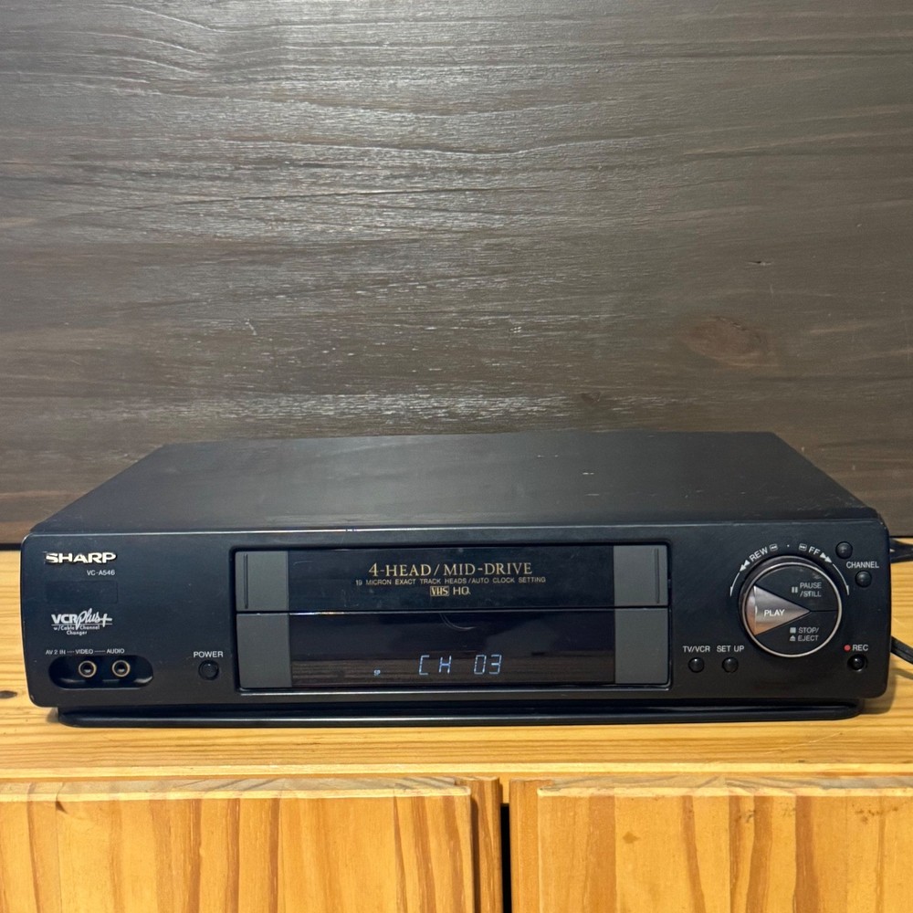 Sharp VC-A546U 4-Head Mid-Drive VHS VCR Player VCR Plus+ Black Power Tested Only