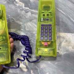 Vintage Swatch Twin Phone Deluxe Clear Neon Green Purple Cord 1989 Swiss Design
