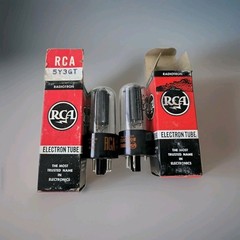 Pair Of VTG RCA ELECTRON TUBE 5Y3GT NOS NIB 1950s Black Plate