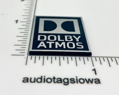 Dolby Atmos Badge Label Incised Silver Acrylic Custom Made Self Stick