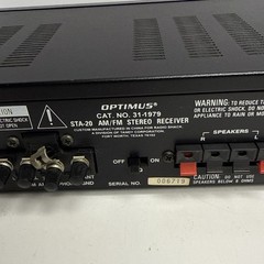RadioShack Optimus 31-1979 STA-20 Phono AM/FM Stereo Receiver Tested & Working