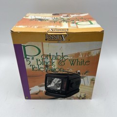 Essex Portable 5″ Black And White Television TV With Power Cable & Box Tested