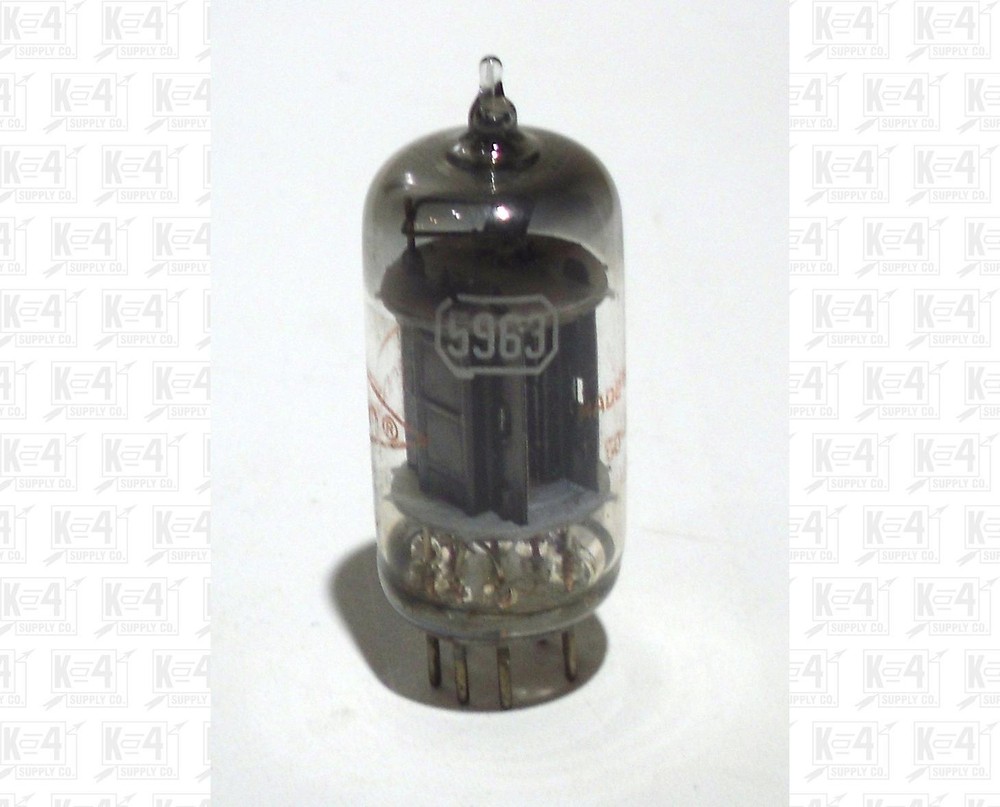 Beckman (Tung Sol?) 5963 Vacuum Tube USA Good Clean Black Plates Orange Label
