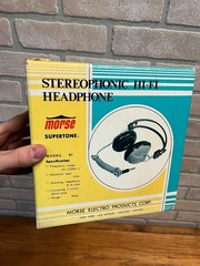 Vintage Morse Supertone Stereohphonic HI-Fi Headphones Model 01 w/ Box