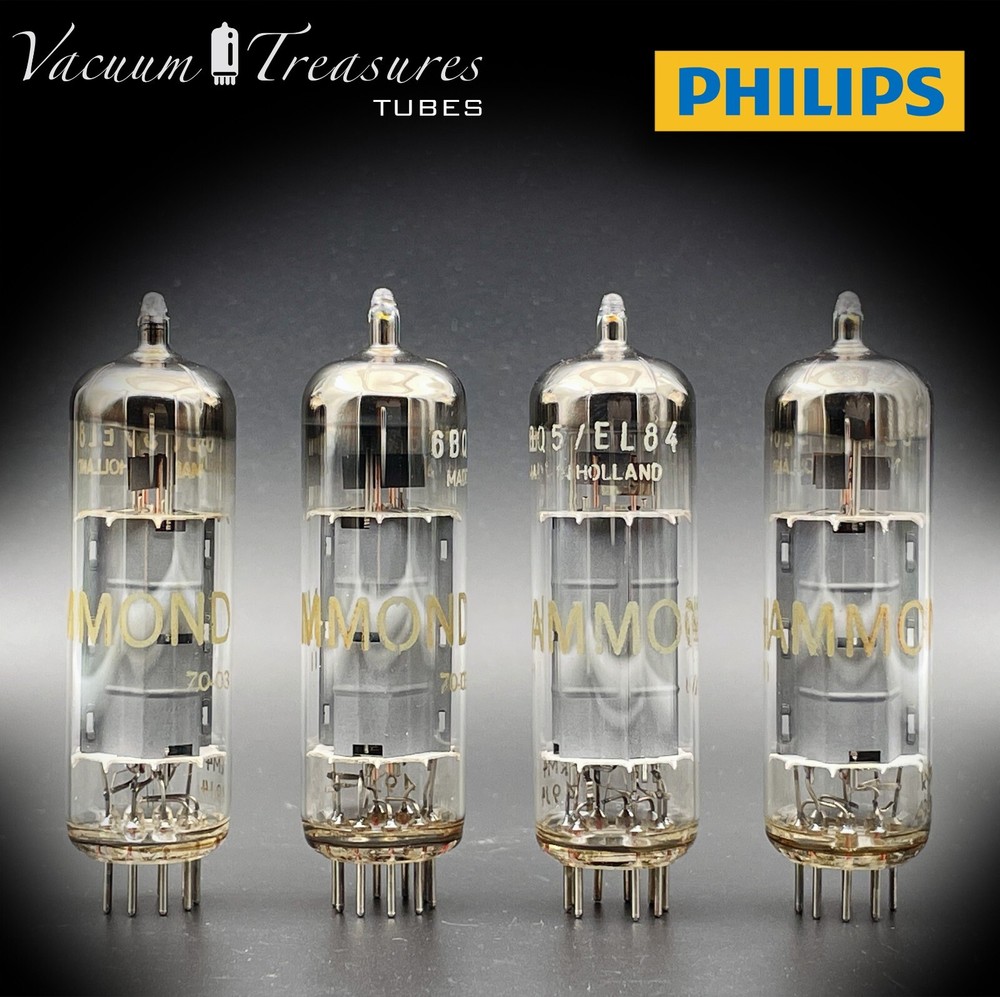 EL84 ( 6BQ5 ) AMPEREX PHILIPS O Getter KM4 Heerlen Matched Tubes Made in Holland