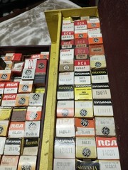 Amp-Radio Tubes- Traveling Sales Man Case. Over 140 In Case. Variety Sizes