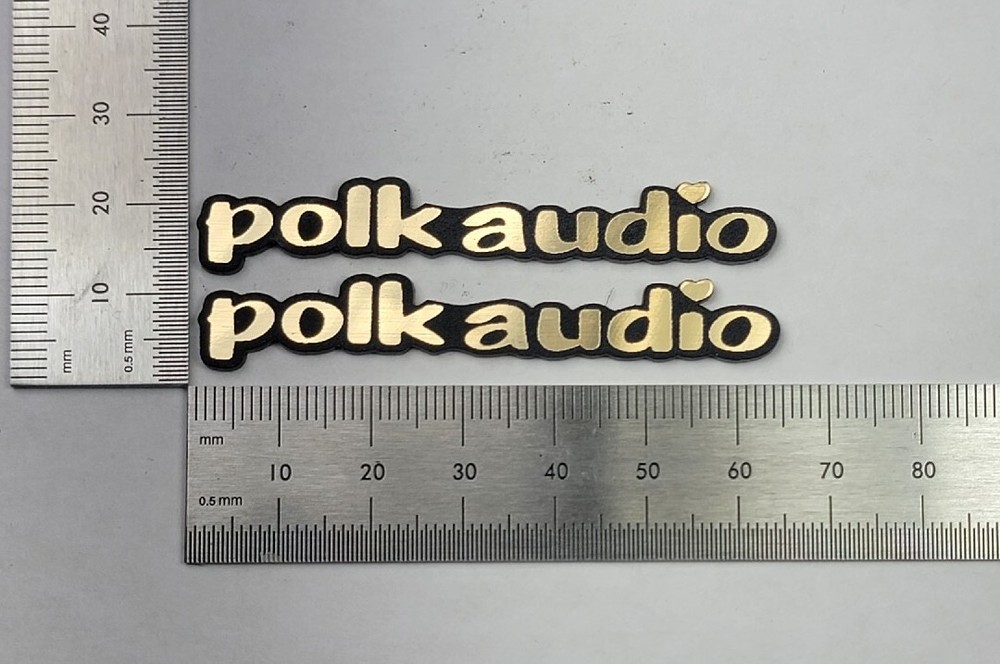 Polk Audio Speaker Badge Logo Emblem Name Plate Premium Gold Acrylic Pair