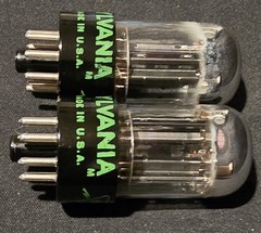 SYLVANIA 6SN7 GTB 1968 GREEN LABEL BLACK BASE CHROME TOPPED FOIL MATCHED SET NIB