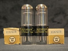 WESTINGHOUSE 6SN7 GTB TUBE 1963 TOUGH DOGS 2 HOLE GRAY PLATES MATCHING SET NIB