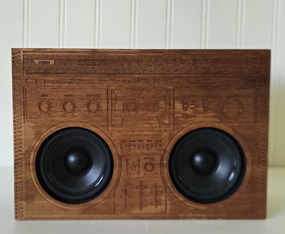 THE ORIGINAL Model Boombox Dribble Wood Laser Engraved by Jake Mize