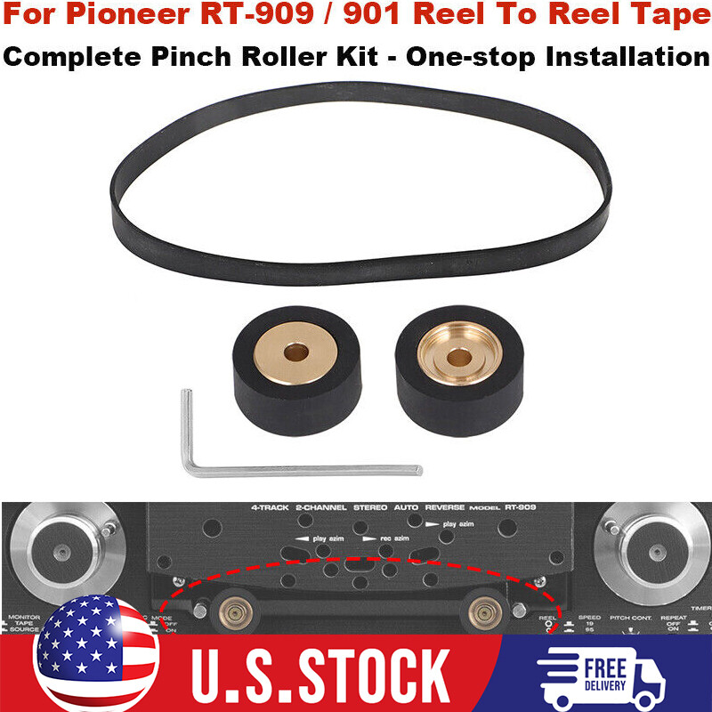FOR PIONEER RT-909 RT-901 REEL TO REEL PAIR PINCH ROLLER & WRENCH TOOL,BELT KIT