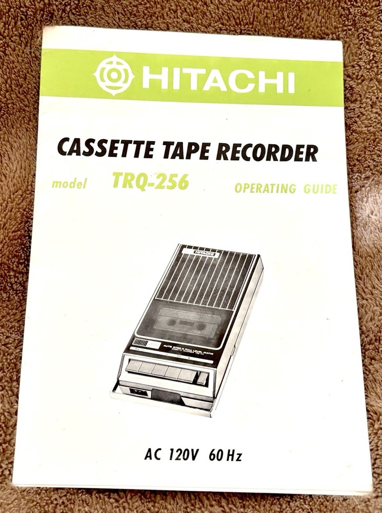 Hitachi Cassette Tape Recorder TRQ-256 Operating Manual 1970’s Vintage