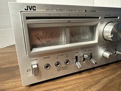 JVC KD-A33 Vintage Stereo Cassette Deck Silver Face VU Meters Powers On