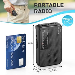 Small Mini AM FM Radio 2.7oz Lightweight Pocket Transistor Radio Antenna Lanyard