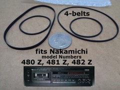 4 BELT KIT FITS NAKAMICHI TAPE DECK 480 Z 481 Z 482 Z (LOT OF FOUR BELTS) NEW!