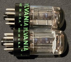 SYLVANIA 6SN7 GTB TUBE 1951 CHROME TOPPED HALO BLACK PLATES MATCHING SET
