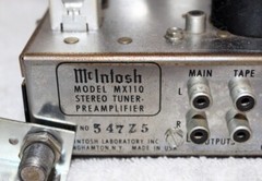 McIntosh MX110 Tube Stereo Am/Fm Tuner Amp Preamplifier ~ S/N 547z5 ~ Powers On