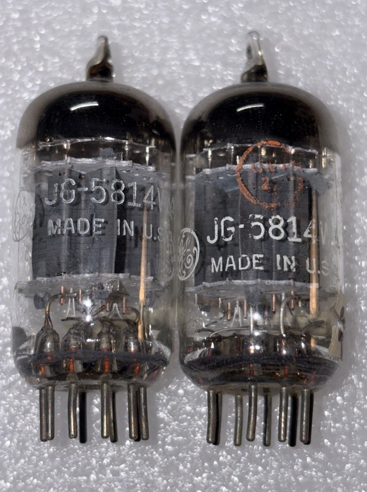 Matched Pair GE JG-5814A (12AU7) Grey Plate 3X Mica Mil Spec Tubes TV7 Strong